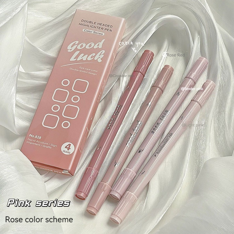 

4Pcs/Set Gradient Double Head Fluorescent Highlighter Pen Markers Pastel Drawing Pen for School Office Supplies Cute Stationery
