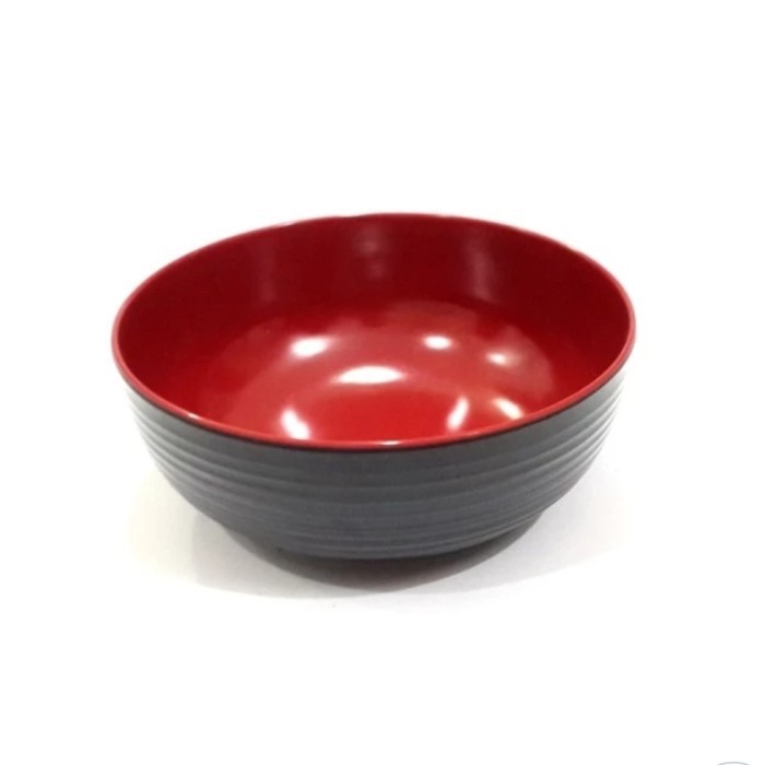 TERBARU DAN TERLARIS W07A5 Mangkok Melamin Ulir Datar 7 inch Merah Hitam Golden Dragon Mangkuk Melam