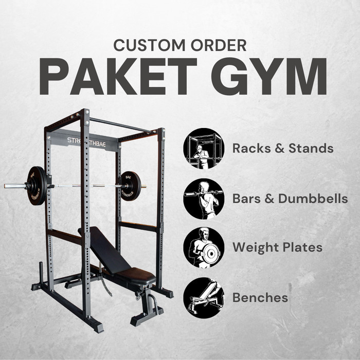 Alat Fitness Home Gym STRENGTHBAE Bench Press 1 2 3 Sisi Power Rack - Gambar Cover