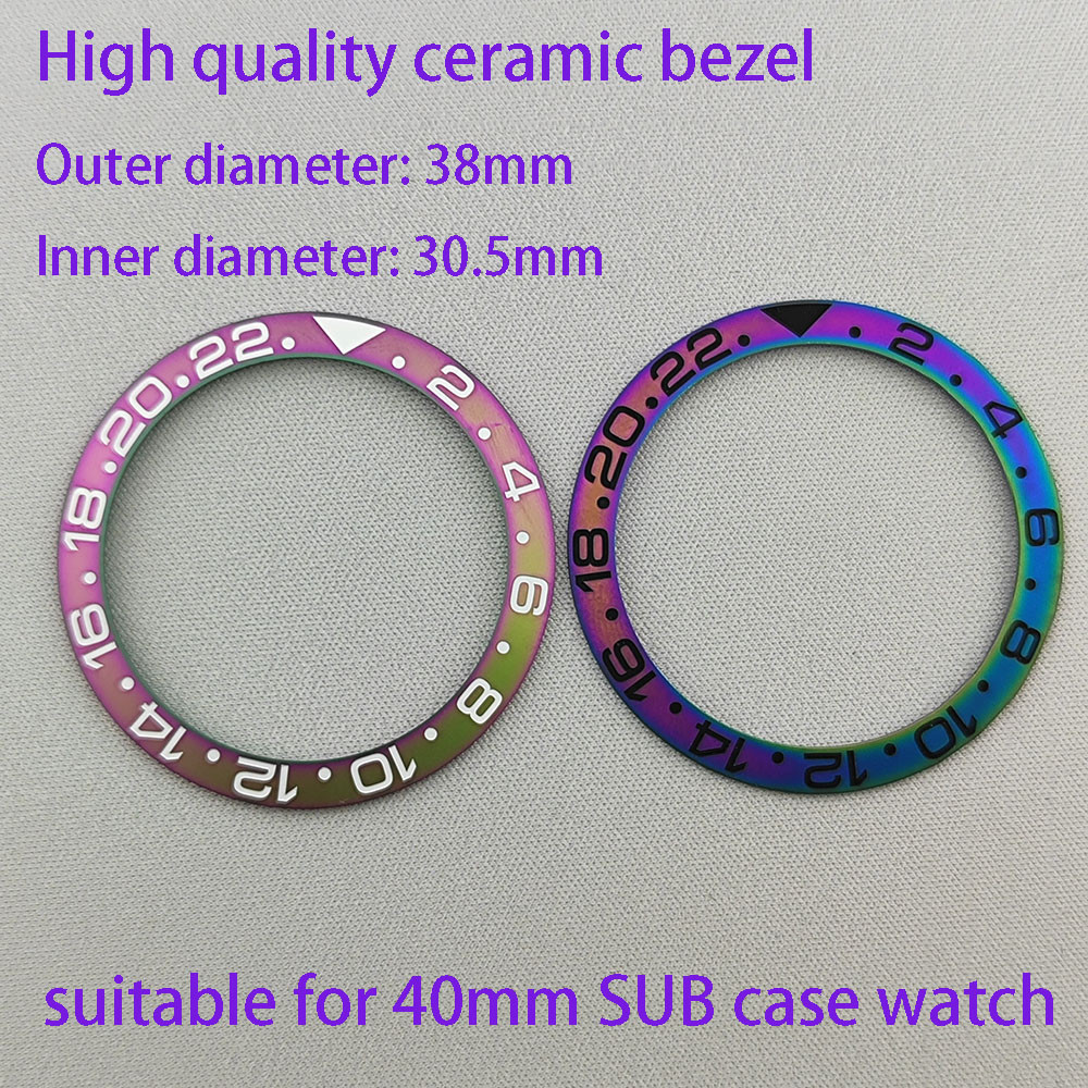 38mm High Quality rainbow ceramic insert bezel  wat  insert bezel for 40mm SUB case wat  accessory r
