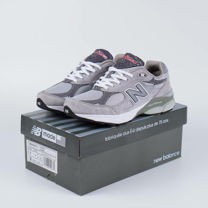 Sepatu NB New Balance 990 V3 Grey White (100% BNIB) Sneakers Pria Original Import