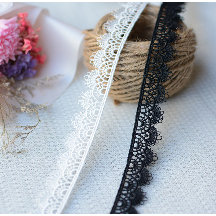 

4 Yards Width 1.5cm Black White Embroidered Lace Fabric Lace Applique Trim DIY Apparel Sewing Garment Home Textile Decor
