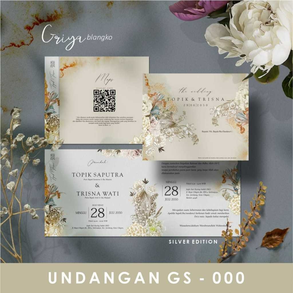 (UNDANGAN PREMIUM) Cetak Undangan Pernikahan Khitanan Full Color Murah Mewah Aesthethic Bonus Terlen