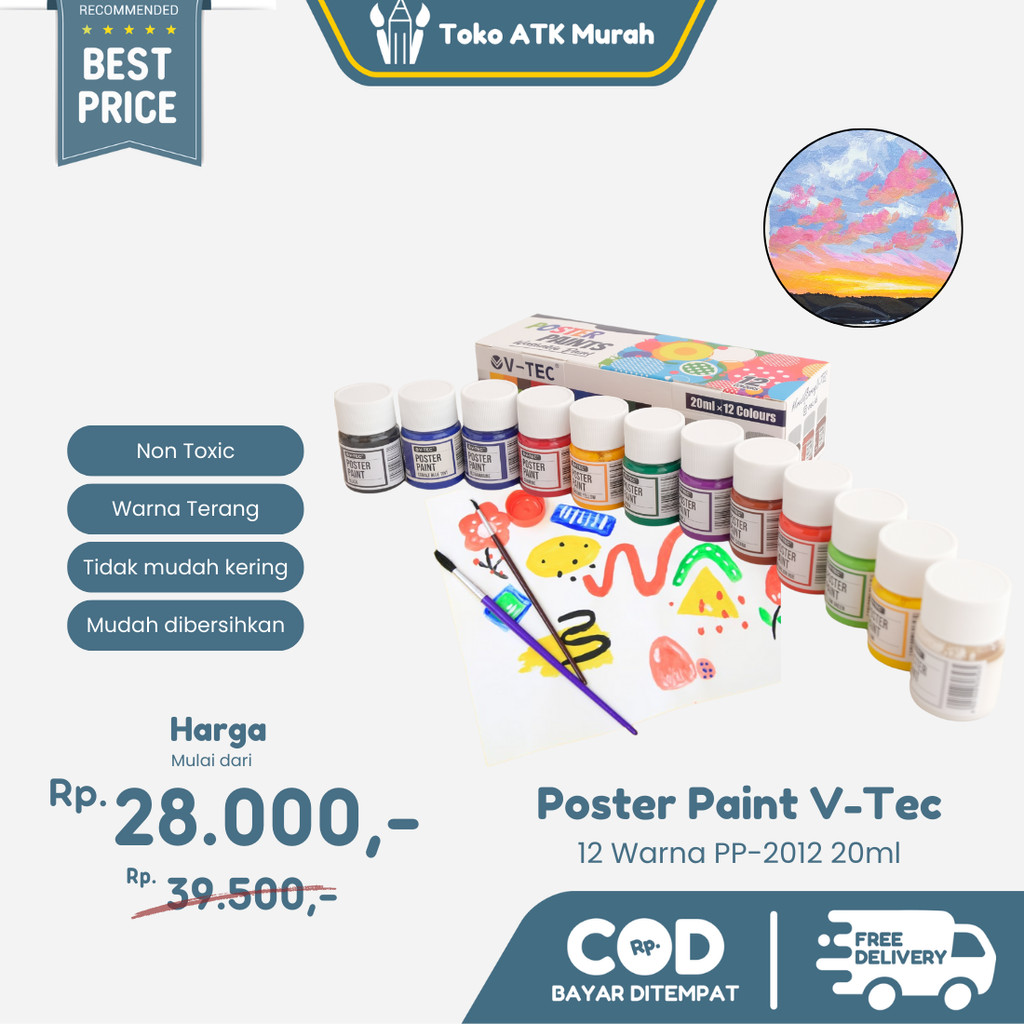 

Cat Poster V-Tec 12 Warna 20ml Poster Paint PP-2012