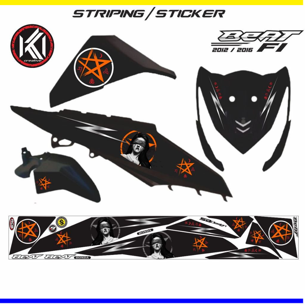 STIKER MOTOR / STRIPING STICKER MOTOR BEAT F1 TAHUN 2012 2016 LIS SANTANIK KEREN