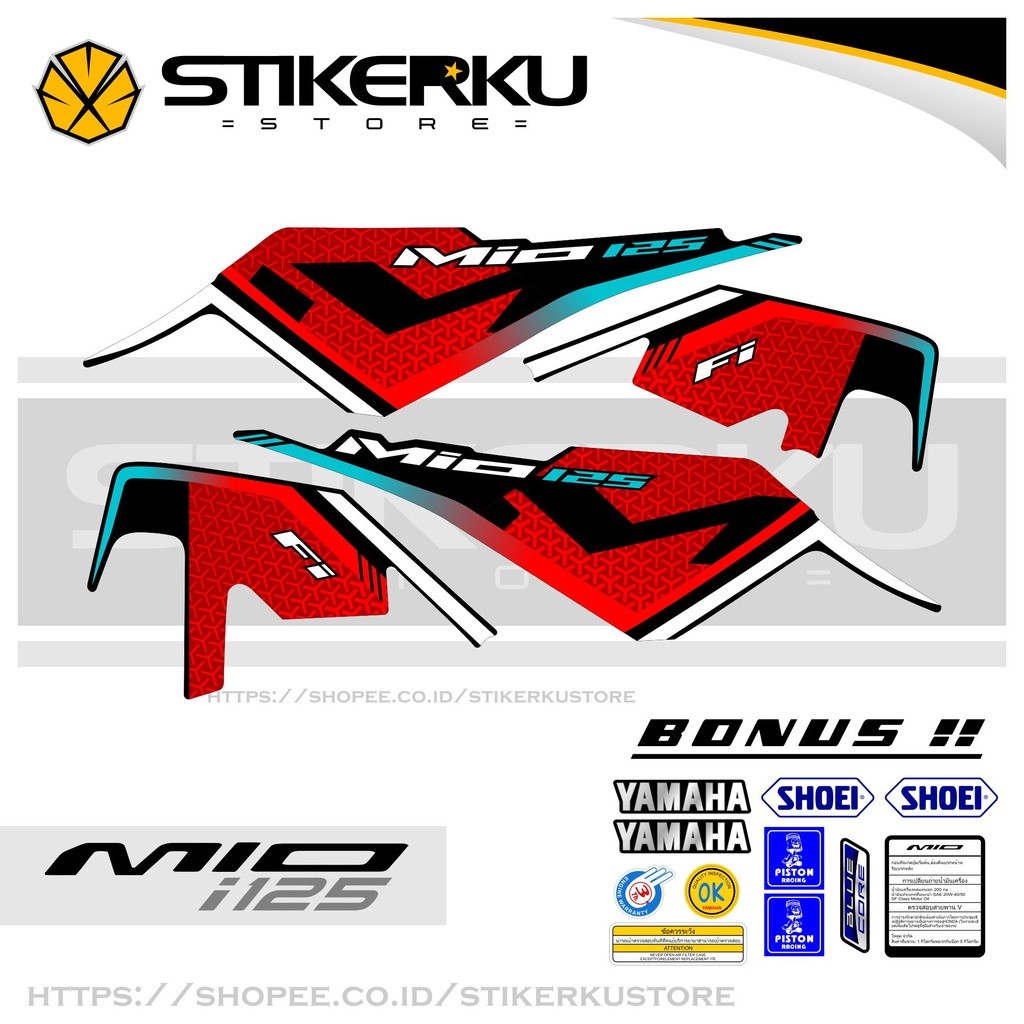 Striping Stiker MIO I 125 M3 2015-2022 Warna Kuning Cyan 3 Merah Tosca 4 Sticker MIO