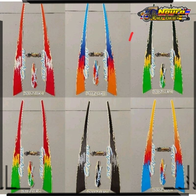 Aksesoris Striping Suzuki crystal tune 1993 stiker motor berstandar