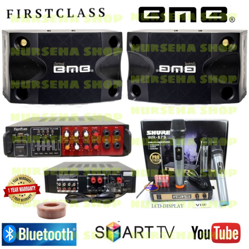 Paket Karaoke rumahan BMB original mic wireless shure paket karaoke siap pakai
