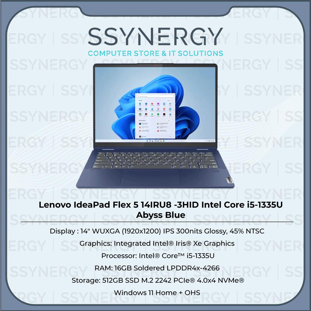Lenovo IdeaPad Flex 5 14IRU8  3HID Intel I5-1335U 16GB 512GB W11 OHS