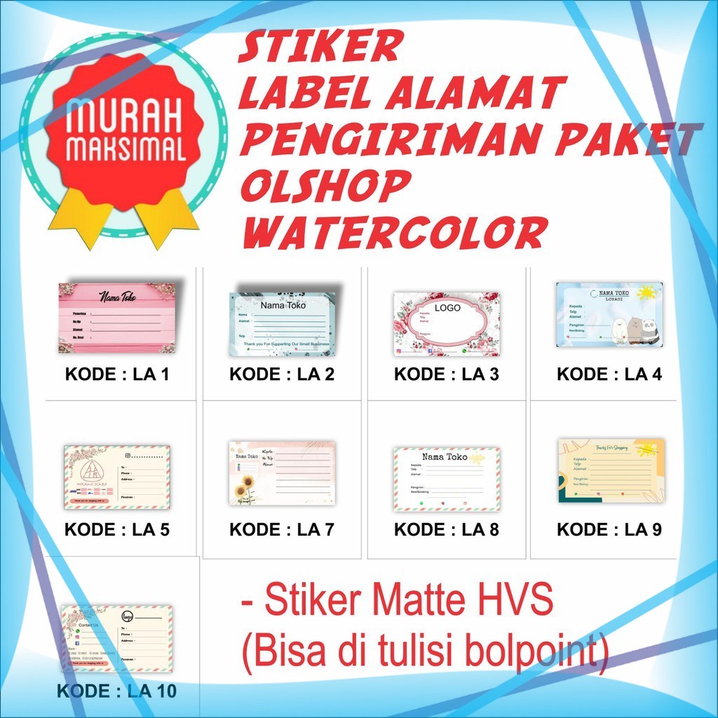 

Cetak STIKER LABEL ALAMAT PENGIRIMAN PAKET OLSHOP PRINTING CUSTOM DESAIN