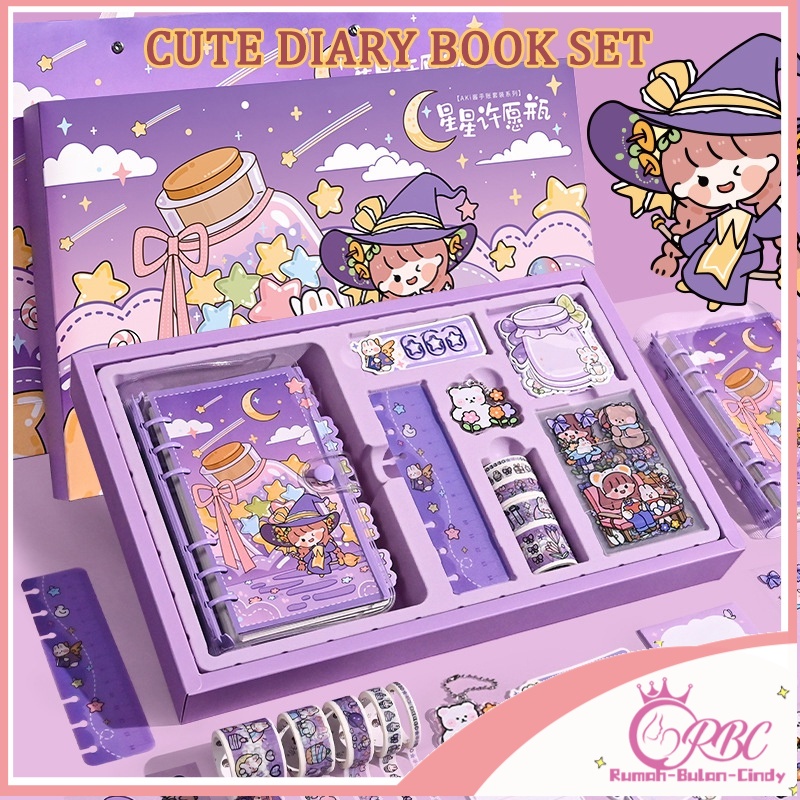 

【Penjual Lokal】9-In-1 Gift Set Cute Diary Book Set Korea Style Cute Stickers Set Buku Catatan Harian DIY Diary Book Stickers Kotak Hadiah Ulang Tahun Journal Set