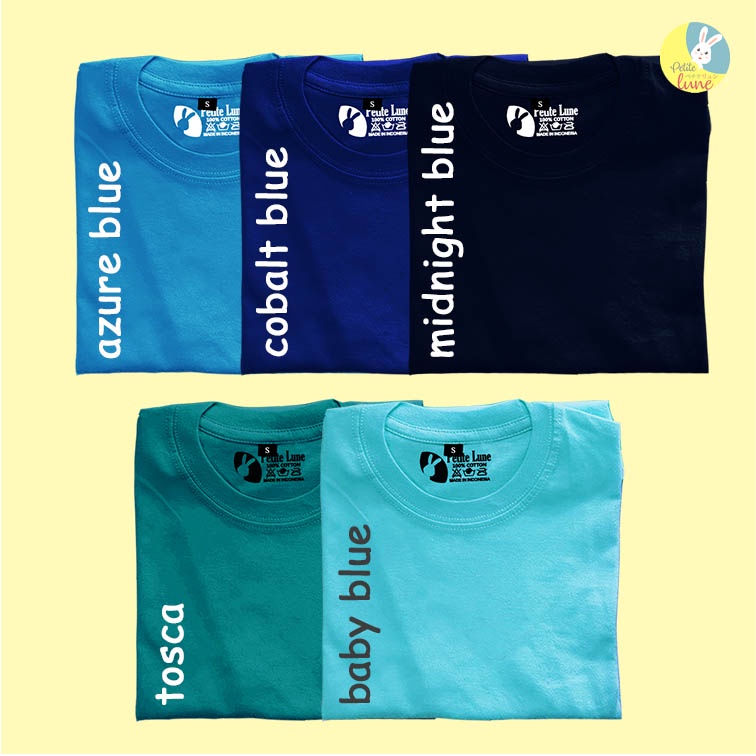Kaos Anak Oblong Katun Polos LENGAN PENDEK PREMIUM BAGUS Biru Dongker BIRU LAUT Biru Muda Baby Blue 