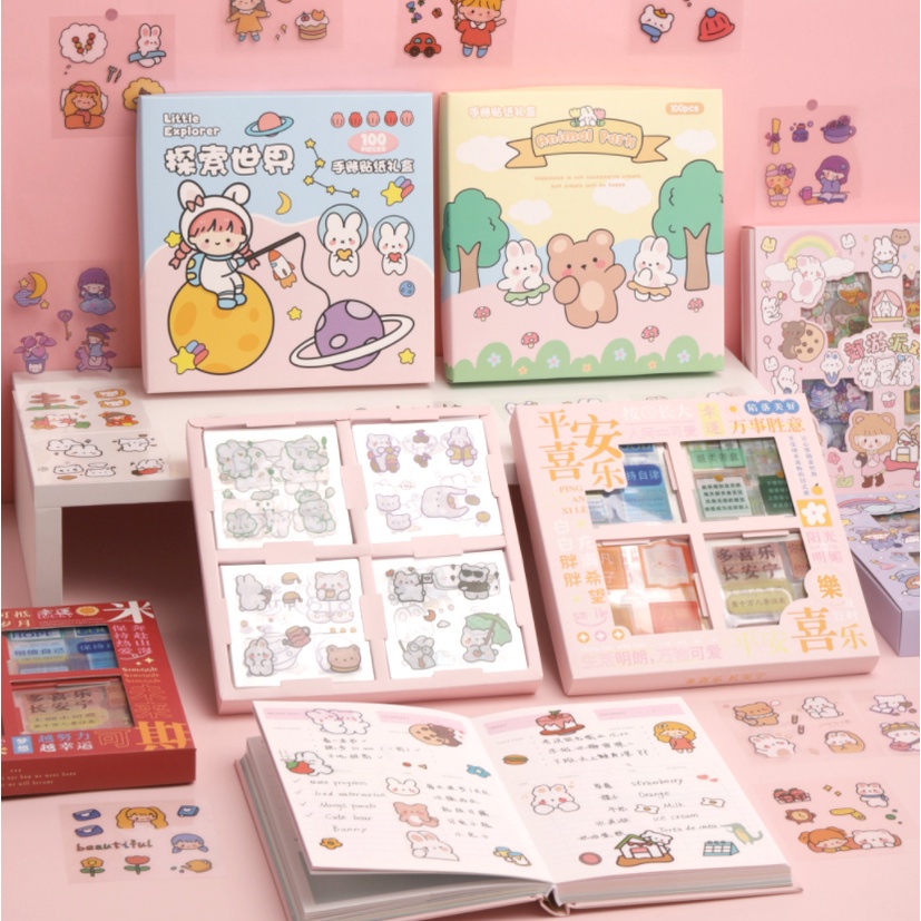 

DIY 1 SET 50 LEMBAR STICKER AESTHETIC LUCU / STICKER DIY UNTUK JURNAL BUKU DAN TUMBLR