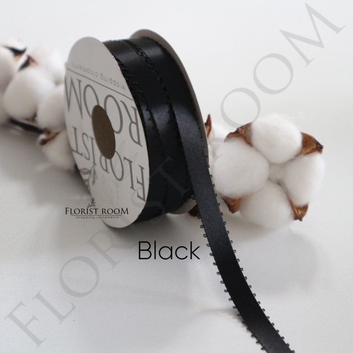 

Pita Picot Edge Satin Ribbon ±1cm x 20yard - Ribbon - Black ORI