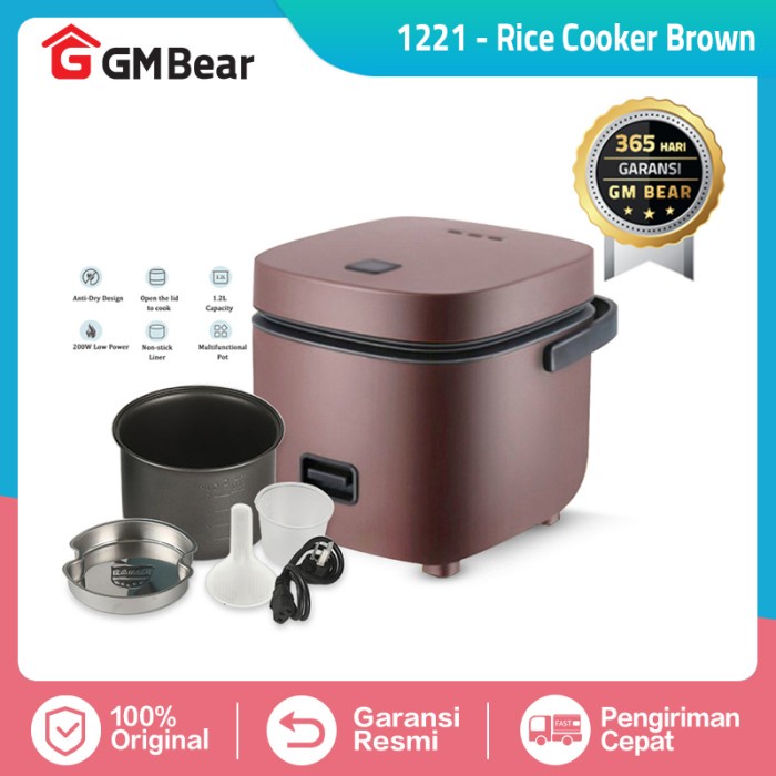 GM Bear Penanak Nasi Minimalis Cokelat 1221-Rice Cooker Brown
