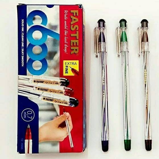 

Pulpen FASTER C600 0.7mm / F3 0.5mm Hitam (12pc)