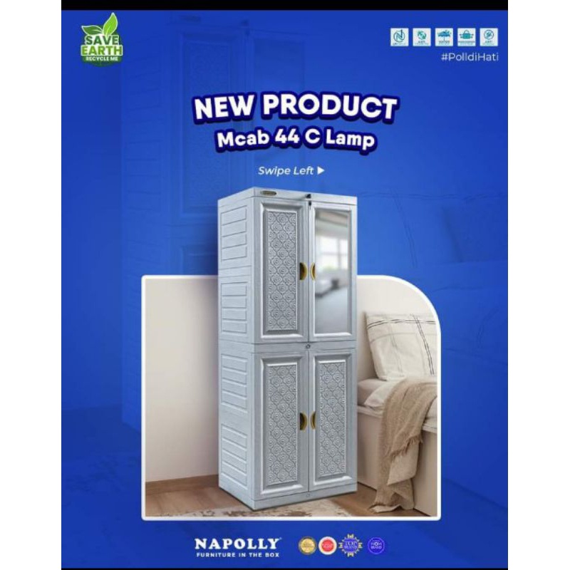 MizzeaMart Lemari Plastik Susun 4 Napoli ( MCAB 44 C LAMP)