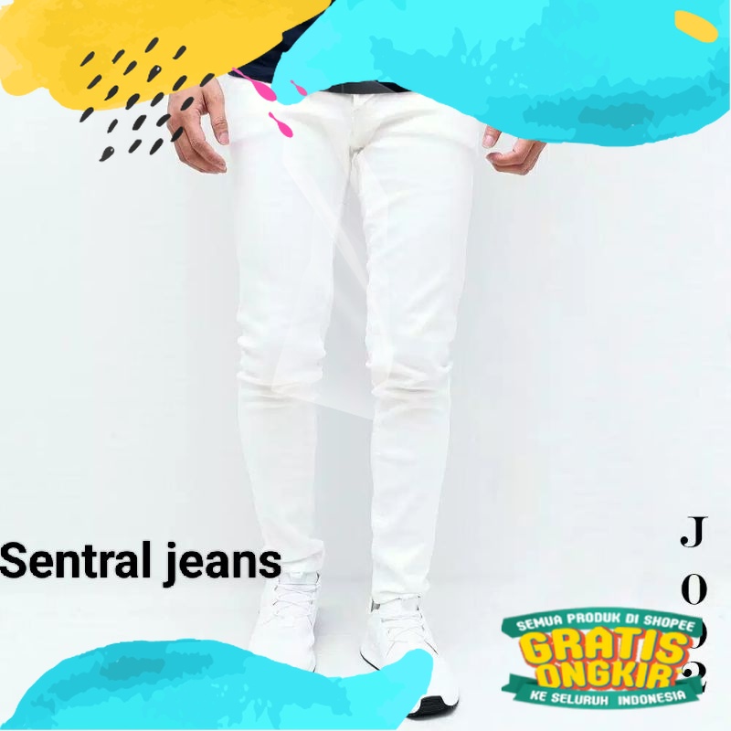 Celana Panjang Jeans Pria Warna putih Bersih/ celana pensil jeans pria putih skinny / (COD) CELANA P