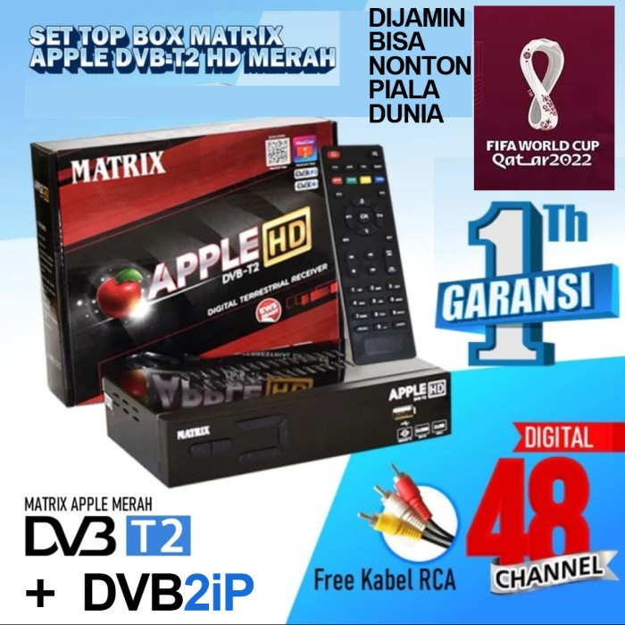 SET TOP BOX TV DIGITAL bisa YOUTUBE IPTV NEW MATRIX APPLE MERAH GROSIR - STB SAJA