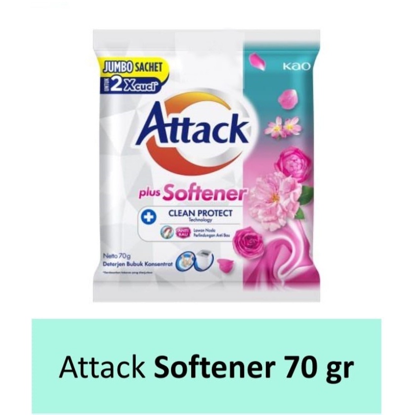 ATTACK SOFTENER DETERJEN BUBUK RENCENG ISI 6 70GR JUMBO SACHET