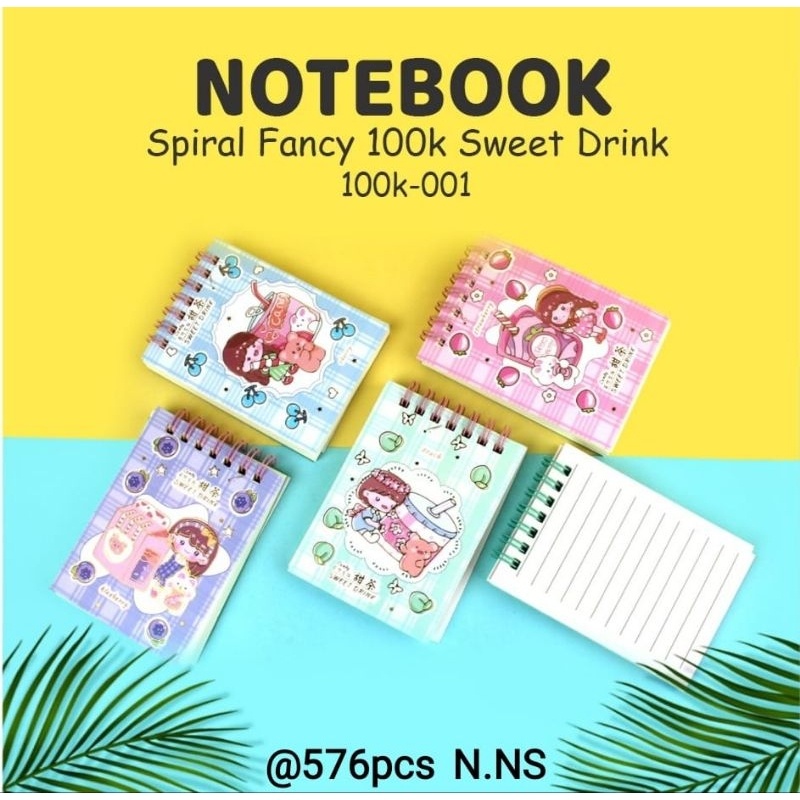 

[ 1 Bh]Diary Notebook Spiral Atas Sweet Drink A7 80 Lembar cacat dari pabrik