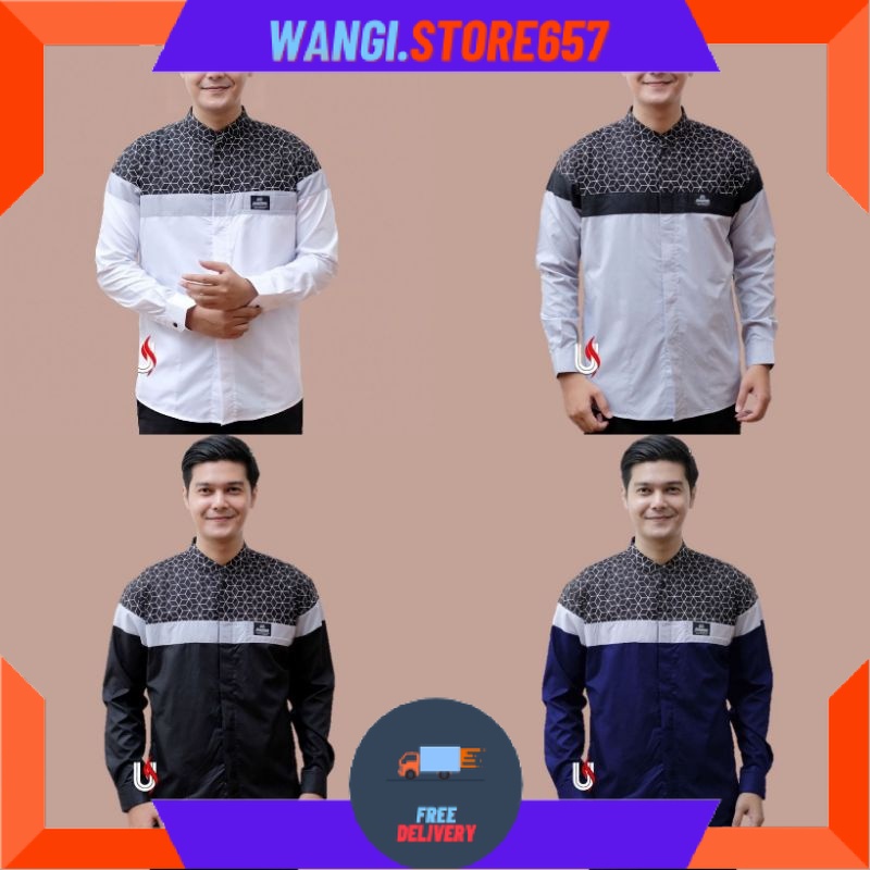 BAJU MUSLIM PRIA LAKI" BAPAK" BIGSIZE MOTIF BARU POLOS WARNA / Baju koko jumbo lengan panjang kemeja