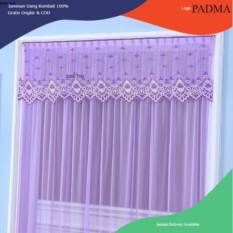 PADMA- TIRAI VITRASE RAMPEL TRANSPARAN/TIRAI UNIK/TIRAI PINTU/DEKORASI KAMAR SERBAGUNA PADMA