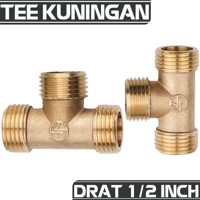 Tee Kuningan Ukuran drat 1/2 inch - T 1/2 inch Drat Luar