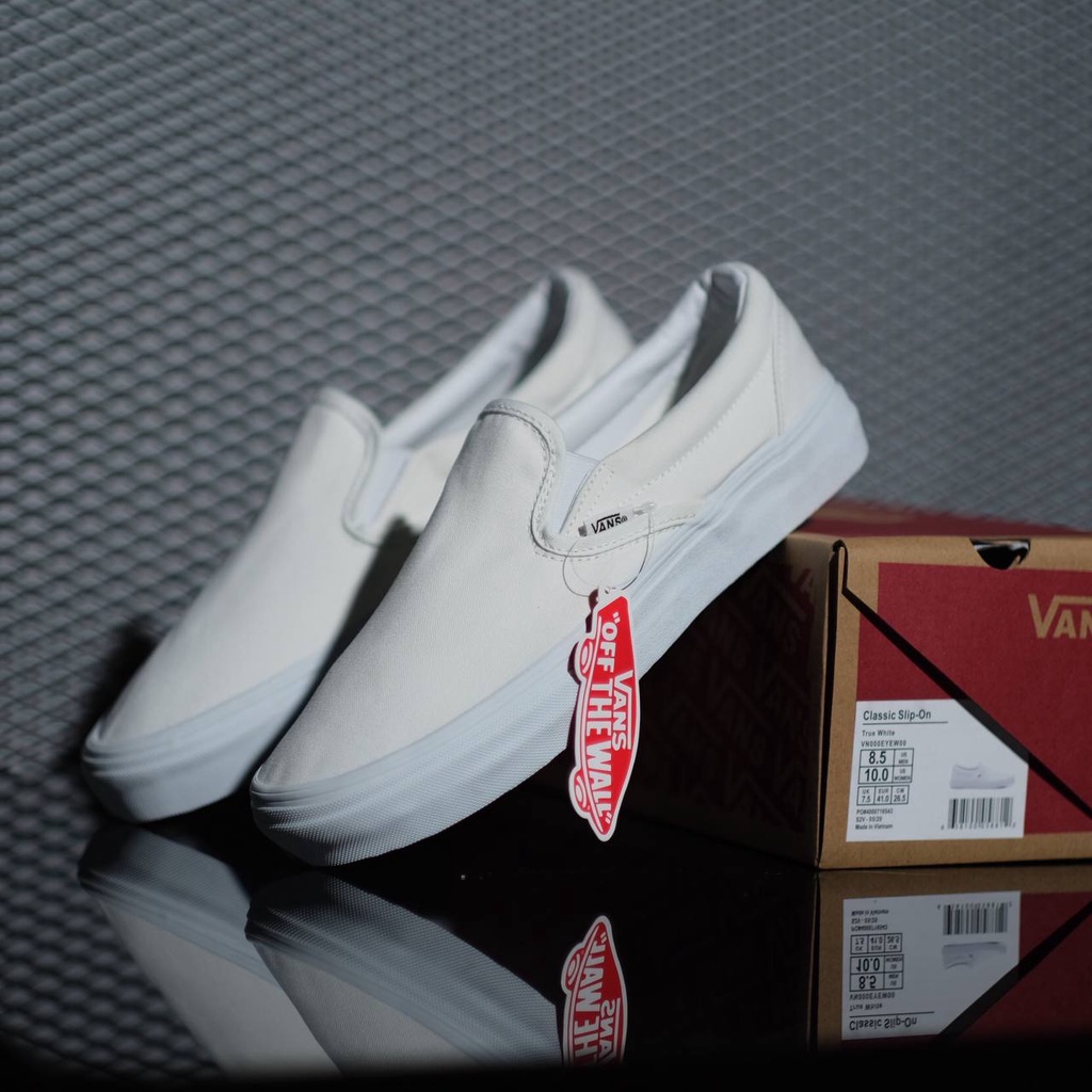Vans Slip On Classic All White┃ORIGINAL 100%┃SEPATU VANS SLIP ON┃SEPATU VANS FULL WHITE┃SEPATU PRIA┃