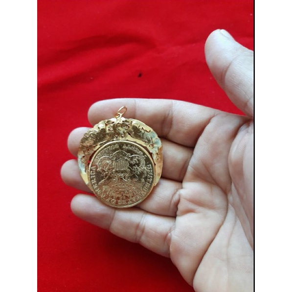 Liontin koin liberti ringgit lapis emas24k bisa di sepuh ulang