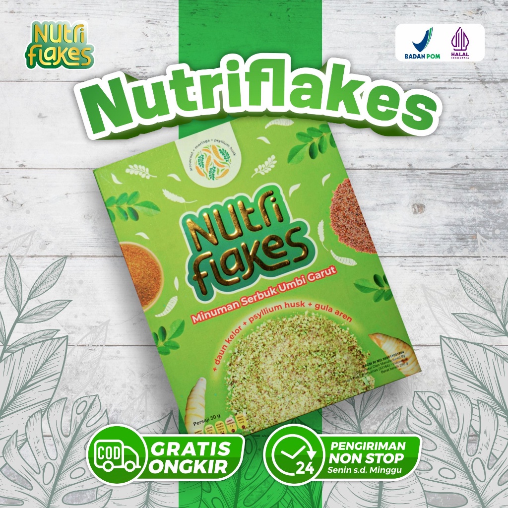 

100% ORIGINAL Sereal Sehat Nutriflakes - Original Makanan Umbi Garut Efektif Untuk Diet Diabetes Maag Akut Perbaiki Sistem Pencernaan & Terapi Asam Lambung Magh Kontrol Kolesterol Kolestrol Cereal Manjur Original Non Obat Isi 280gr
