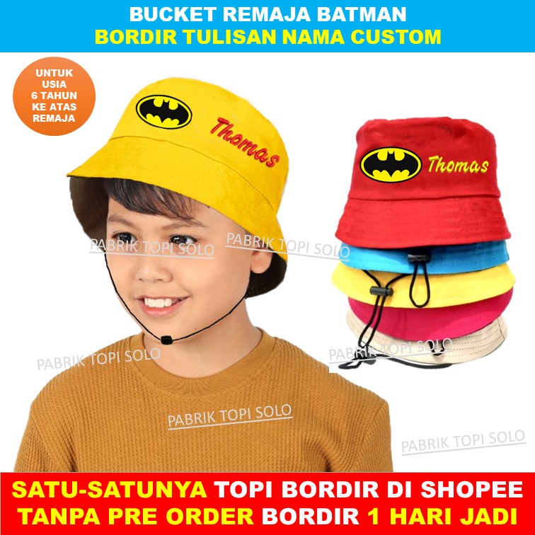 Bucket Batman Dan Topi Batman Bordir Nama Sesuka Mu Usia 6 Tahun Ke Atas Remaja Atau Dewasa