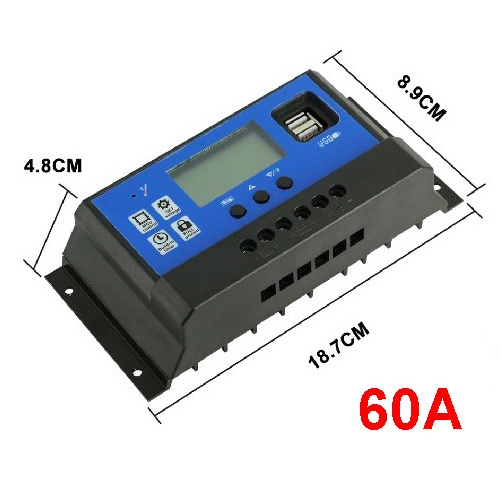 Alat cas panel surya 60A solar panel charger controller PWM 12 24v