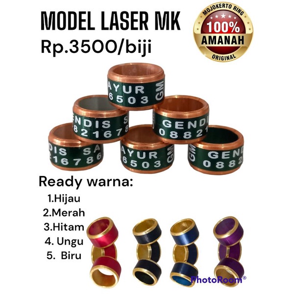RING MERPATI DEWASA/RING MERPATI UKURAN 9MM/RING MERPATI MODEL LASER MK