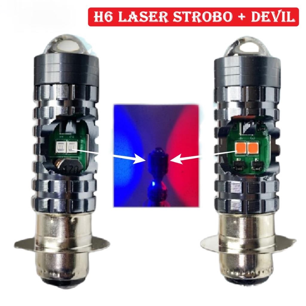 LAMPU led  LASER H6 MOTOR UNIVERSAL 20 WATT 2 WARNA HI / LO BEAM | H6 LASER HAPAG | LAMPU UTAMA MOTO