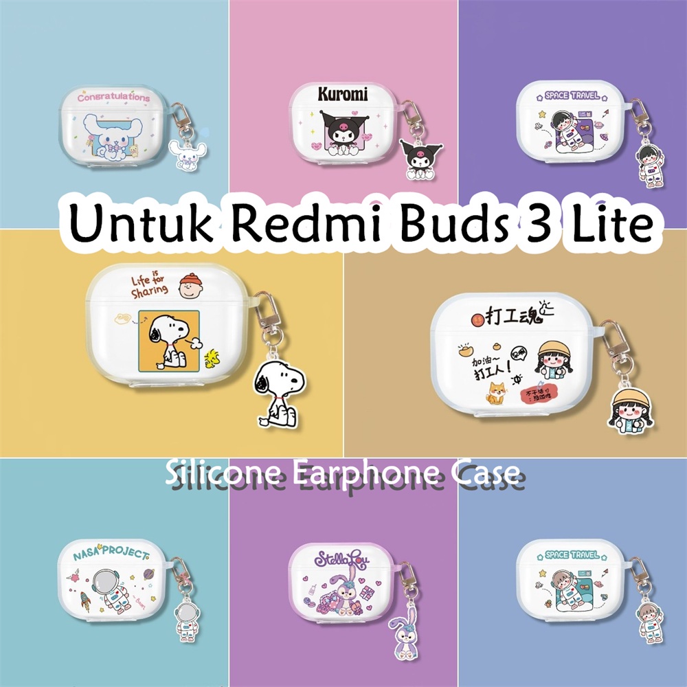 3Cideas Untuk Redmi Buds 3 Lite Case Jahitan Transparan Soft Silicone Earphone Case Cover