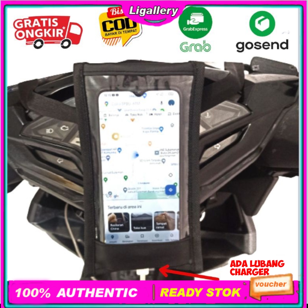 Tas Holder HP Handphone Waterproof Anti Hujan Holder Motor Gojek Tali Ojek Online Anti Air