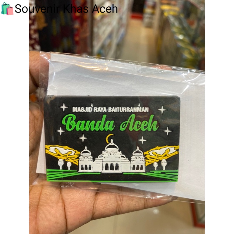 Magnet Kulkas Karet Souvenir Aceh Tempelan Kulkas Motif Mesjid Raya