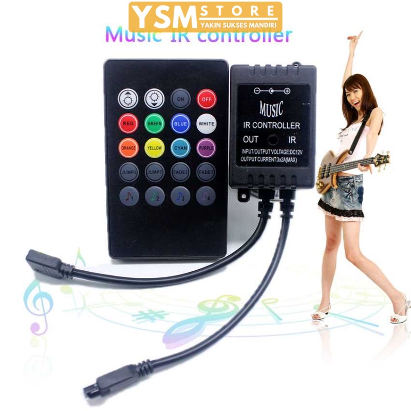 Lampu Led Strip Rgb Sensor Suara Musik Control Remote Control 12v 72w