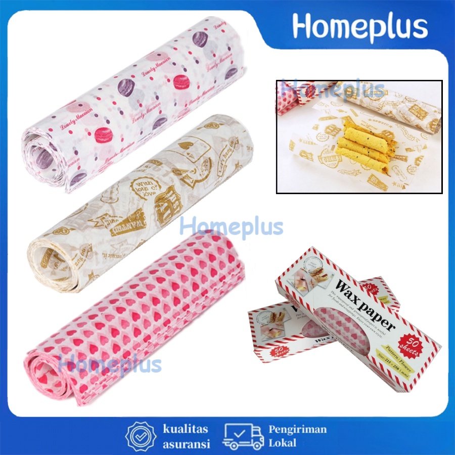 HomePlus Alas Nasi Bento Kertas Pembungkus Makanan Roti Sandwich Burger Kue Dessert Wax Paper Baking