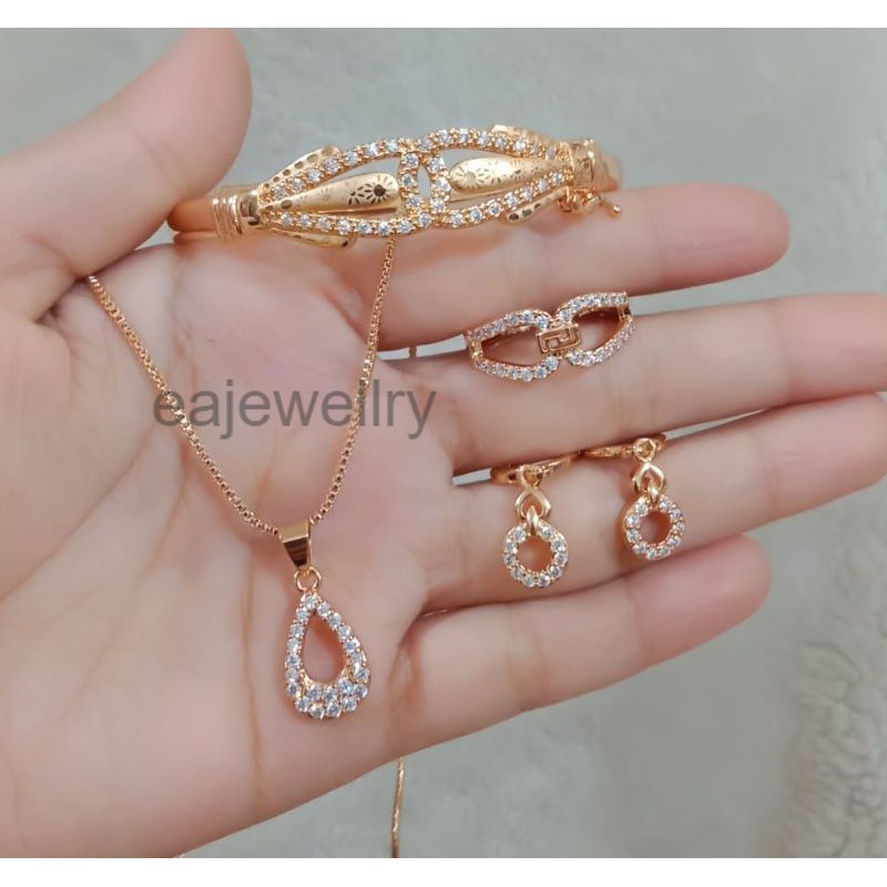 1 set perhiasan emas 24 karat asli mewah terbaru