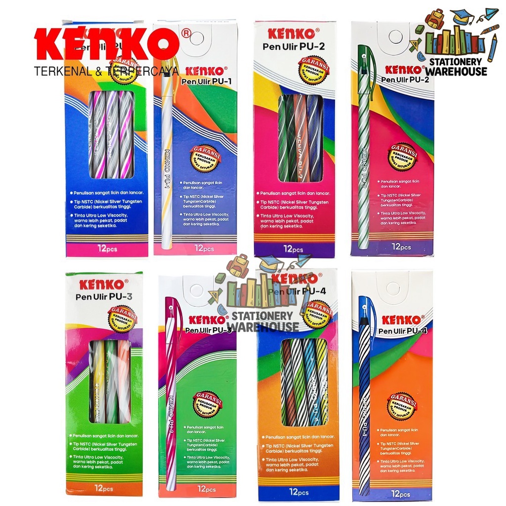 

Ball Pen / Pulpen / Pena KENKO Pen Ulir PU-1 PU-2 PU-3 PU-4 / 1 BOX 12 PCS / 1 Lusin / 0.5 mm