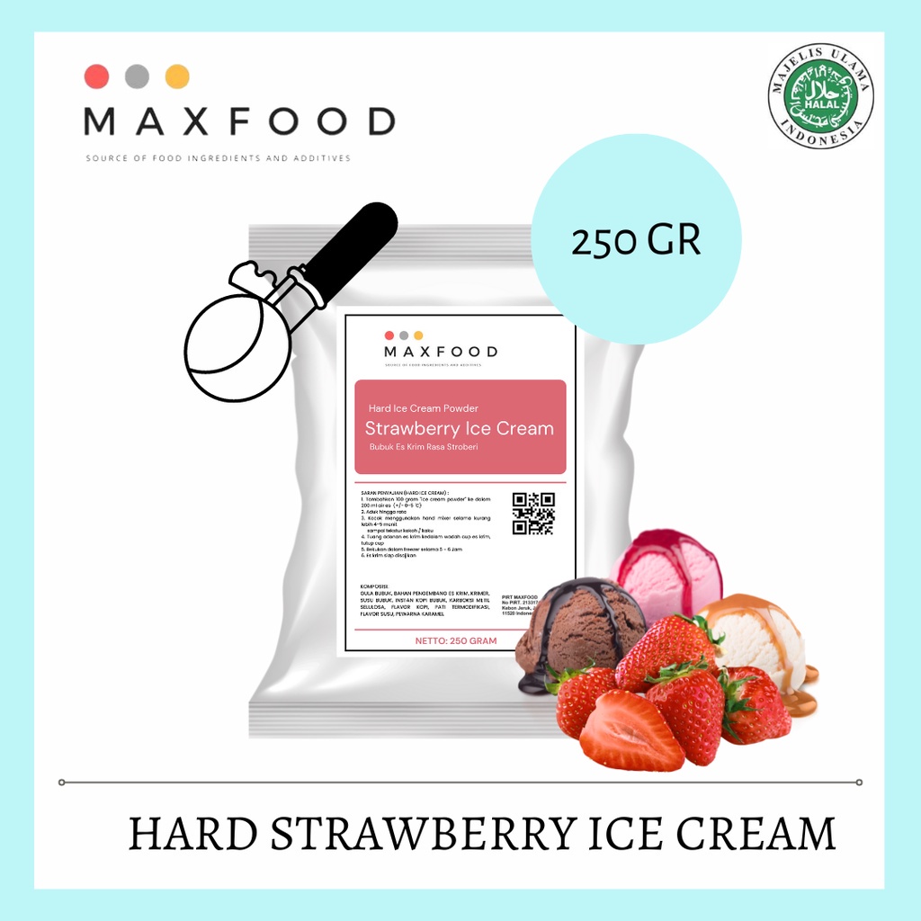 

MAXFOOD - Hard Strawberry Ice Cream / Bubuk Es Krim Rasa Stroberi 250 Gr