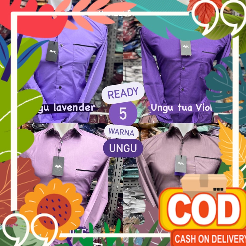 Ready BISA COD - Kemeja lengan panjang harley warna UNGU DUSTY lilac soft / ungu muda lilak/ Murah l