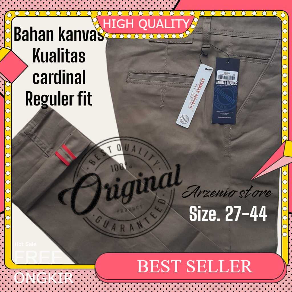 BEST SELLER Celana Panjang Pria Chinos Premium Original 100% bahan kanvas cardinal arman republic Jumbo 27 Sampai Big size 44