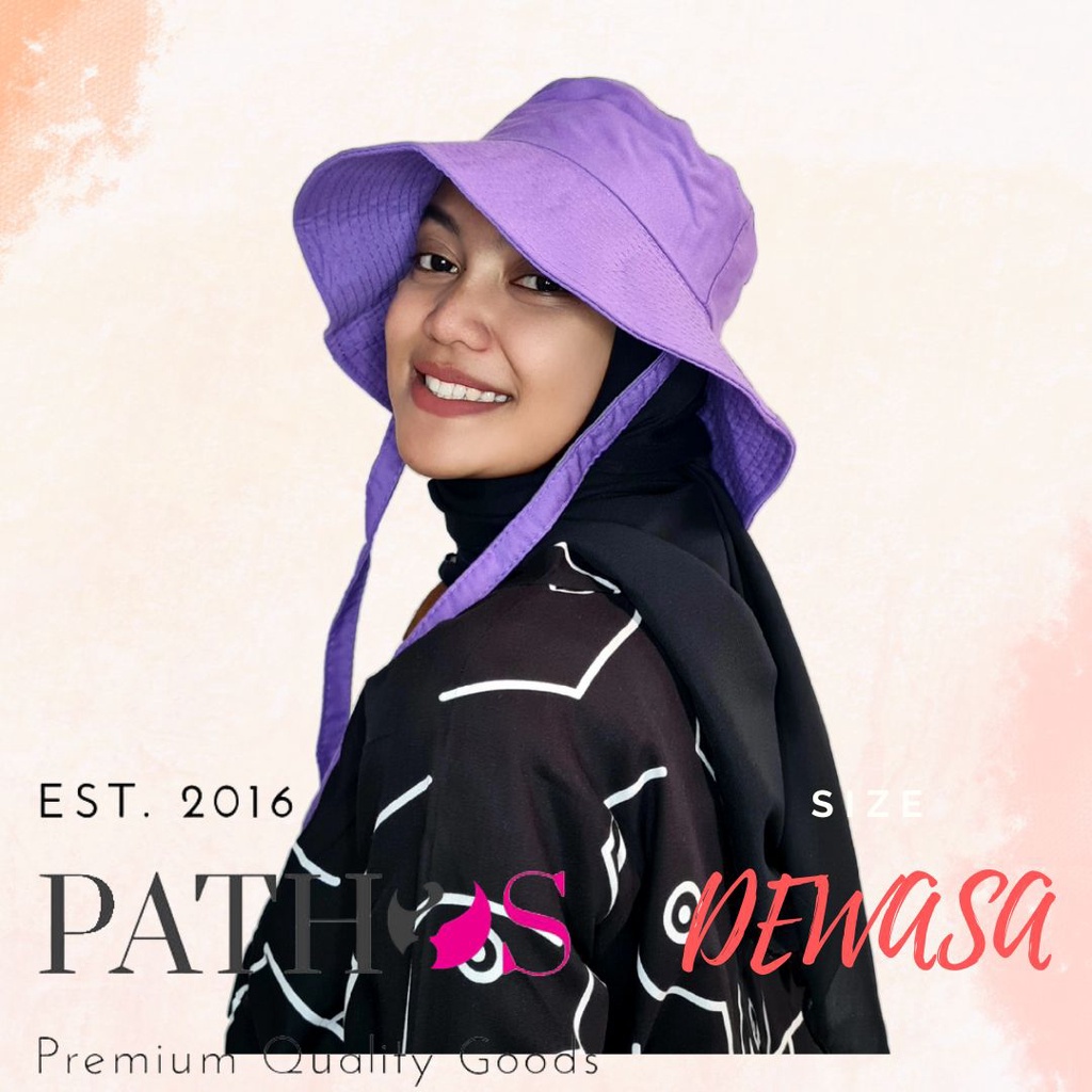 Bucket Hat Lebar Topi Wanita  Dewasa Polos Hijab