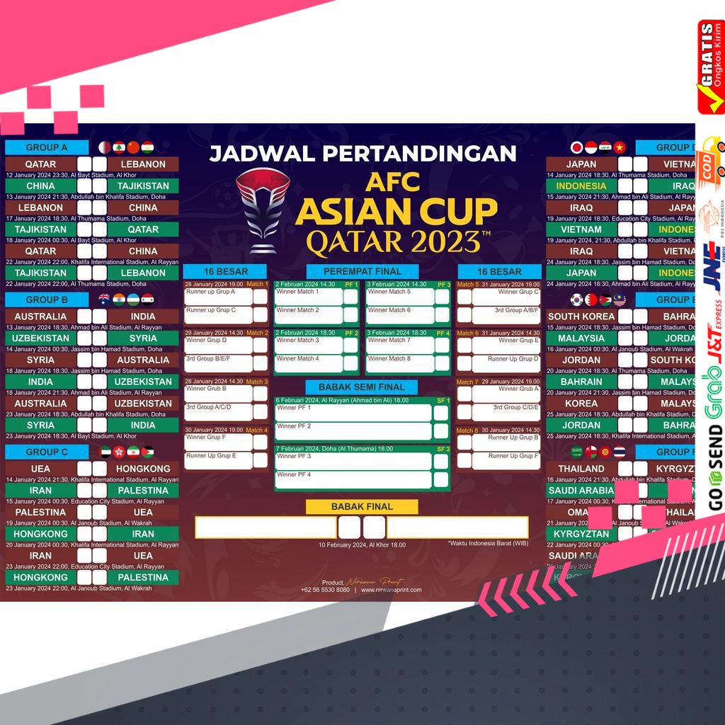 

JADWAL PIALA ASIA 2023 QATAR (POSTER A3 & A2 A1) | JADWAL PIALA DUNIA U17 INDONESIA//PILDUN / PIALA DUNIA / TIMNAS INDONESIA / U17 / VIVA WORLD CUP / TERMURAH TERLARIS