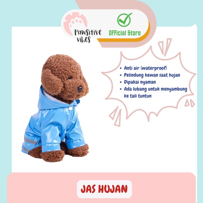 Baju Jas Hujan Anjing Kucing Dog Cat Raincoat Waterproof Anti Air - Hitam, S0.5-1kg