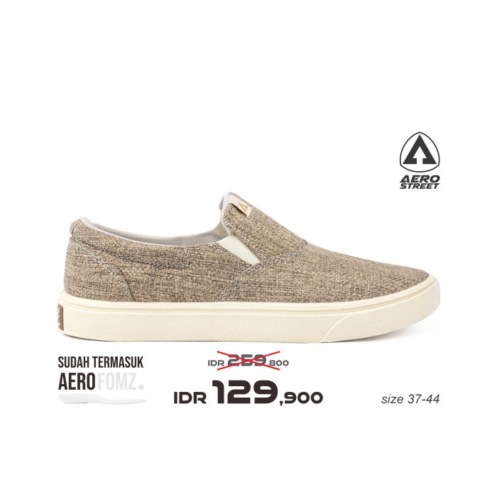 Aerostreet 37-44 Comfy Krem Coklat - Sepatu Slip On Pria Wanita