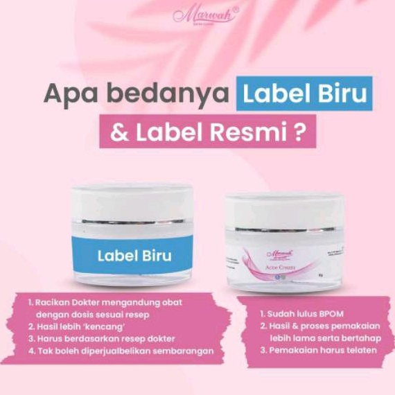 COD [Wajib Konsul] Krim MALAM Marwah Klinik / Label Biru (Hijau)/ Resep dr. Klinik Via E-Clinic